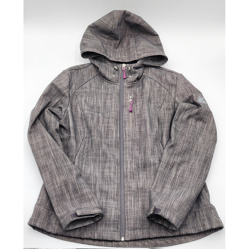 ZeroXposur Softshell Jacket Womens Medium Grey Fleece Faux Fur Lined Hooded EXC